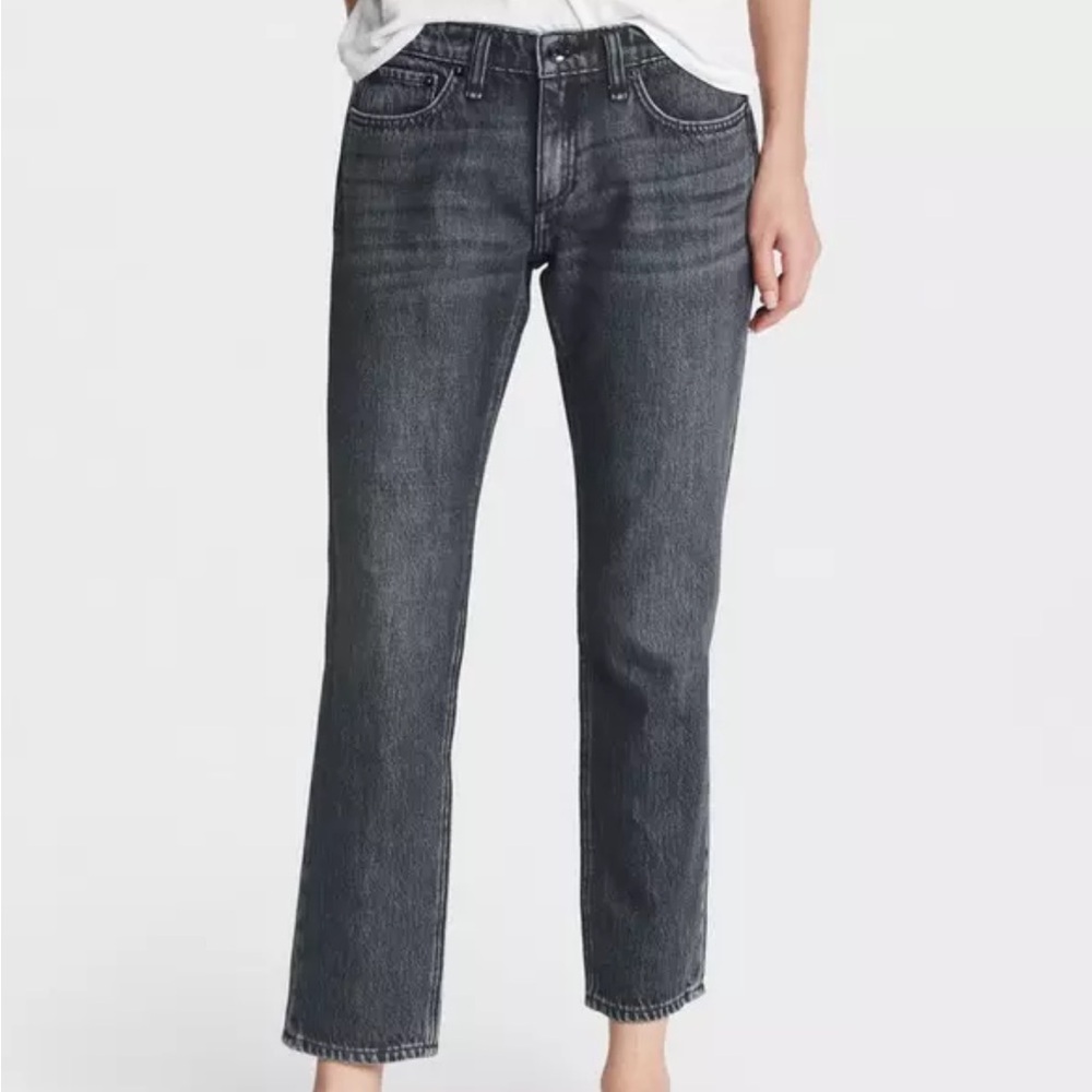 Rag & Bone Mid-Rise Ankle Skinny Jeans in Dark Blue